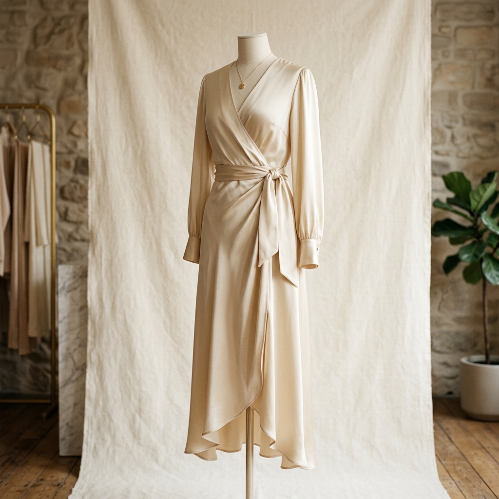 Silk Champagne Midi Dress